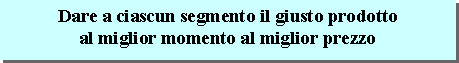 Dare a ciascun segmento il giusto prodotto al miglior momento al miglior prezzo